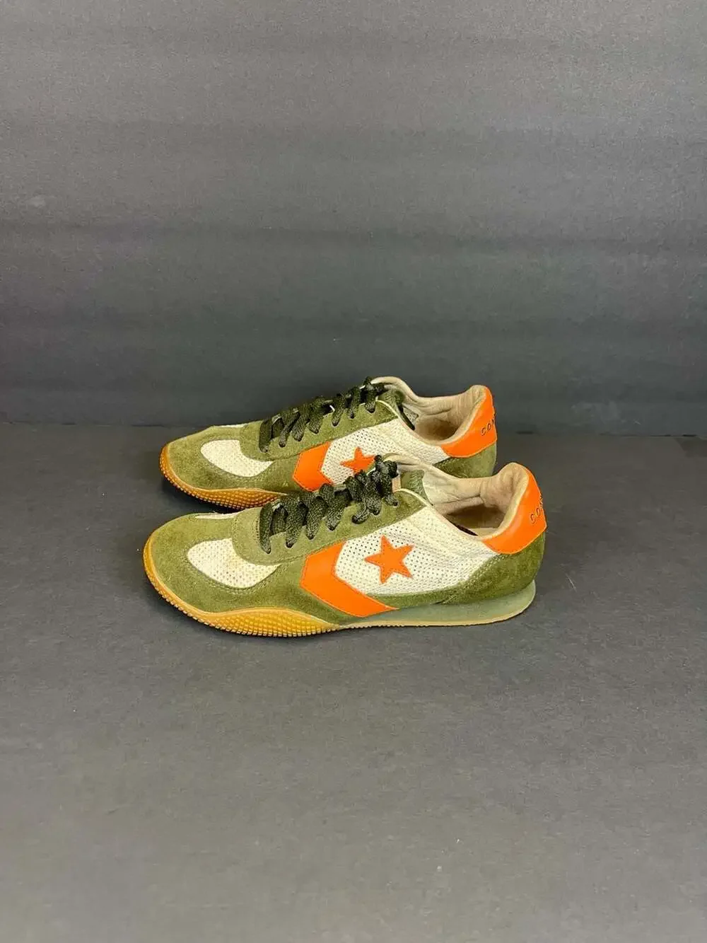 Converse Targa OX Suede Olive Green and Orange Mesh Sneakers Size 8 - Picture 6 of 7